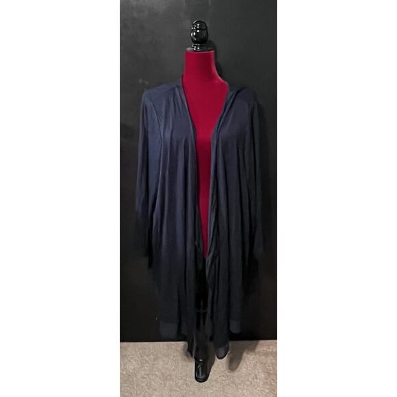 Lane Bryant NWT Navy Size 26/28 Open Front Cardigan Duster Sheer Trim - Picture 1 of 7